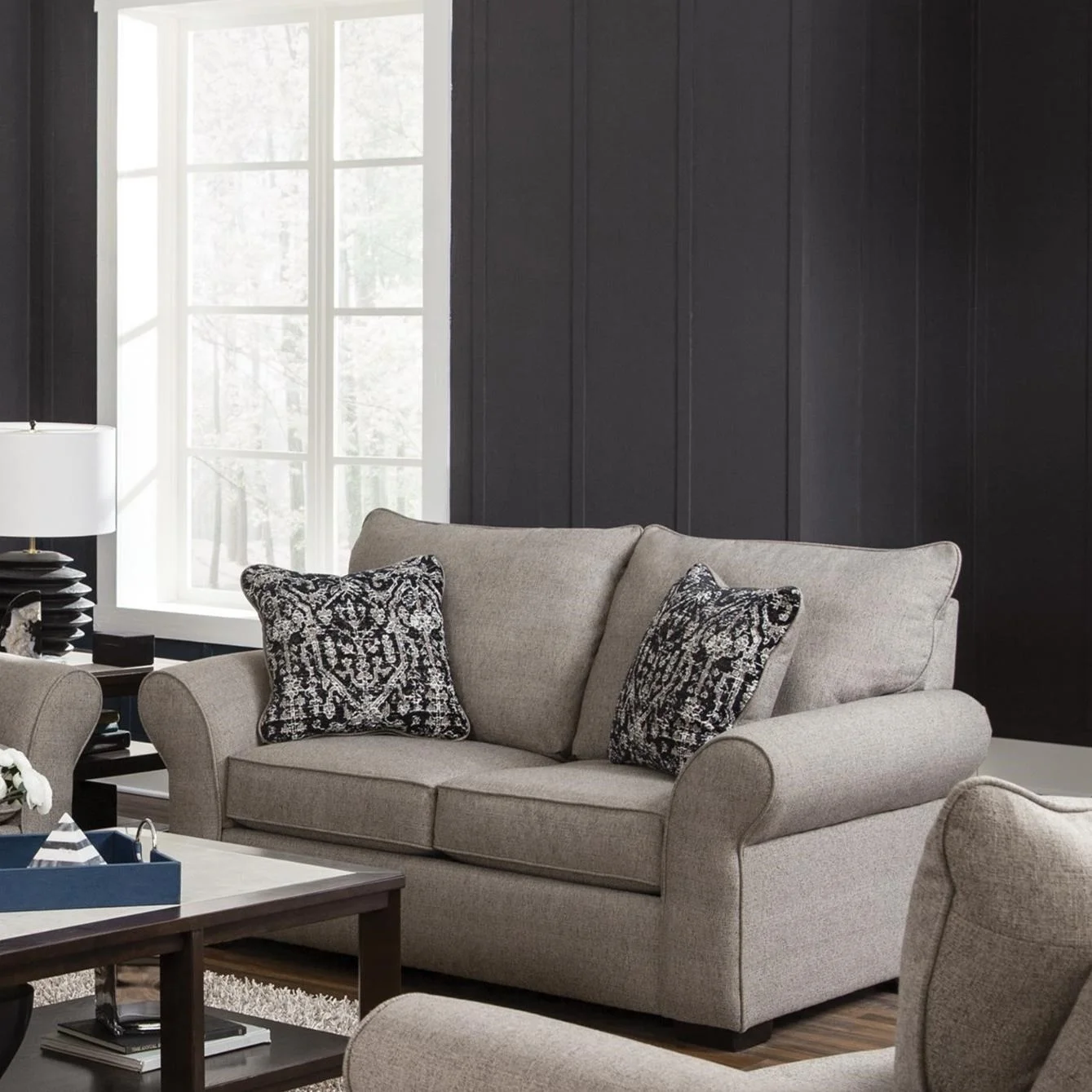 Jackson Furniture 4152 Maddox 14881280 Transitional Loveseat with Sock Arms | Galleria Furniture ...